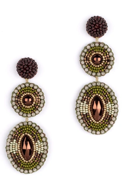 Deepa Gurnani Danya Drop Earrings In Olive