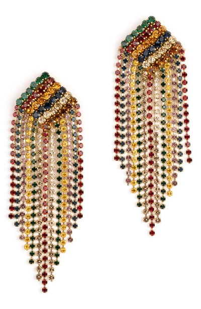 Deepa Gurnani Niomi Crystal Fringe Drop Earrings In Multi