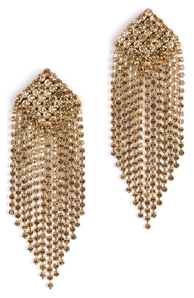 Deepa Gurnani Niomi Crystal Fringe Drop Earrings In Gold