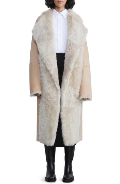 Lafayette 148 Reversible Genuine Shearling Coat In Dune