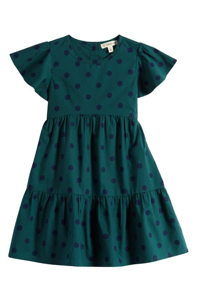 Tucker + Tate Kids' Polka Dot Flutter Sleeve Dress In Green Bug Dora Dot