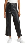Blanknyc Baxter Rib Cage Faux Leather Carpenter Pants In Black