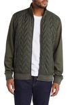 Ted Baker Quilted Knit Sleeve Jacket In Dark Green
