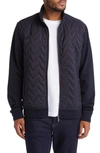Ted Baker Quilted Knit Sleeve Jacket In Navy