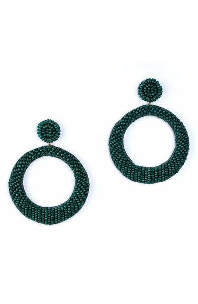 Deepa Gurnani Asta Beaded Hoop Drop Earrings In Emerald