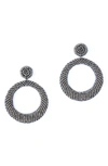 Deepa Gurnani Asta Beaded Hoop Drop Earrings In Gunmetal