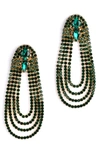 Deepa Gurnani Eliana Crystal Drop Earrings In Emerald