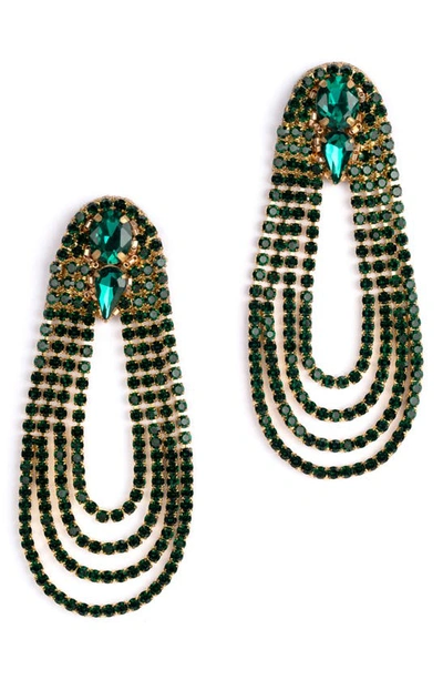 Deepa Gurnani Eliana Crystal Drop Earrings In Emerald