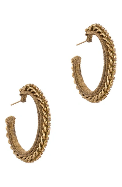 Deepa Gurnani Elena Crystal Hoop Earrings In Gold