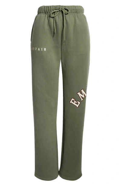 The Mayfair Group Empathy Wide Leg Fleece Sweatpants In Army Green