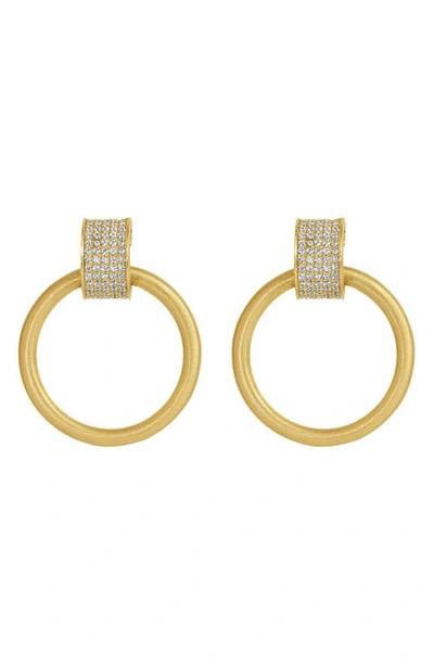 Dean Davidson Petit Pavé Drop Hoop Earrings In White Topaz/ Gold