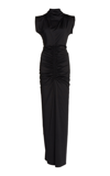 Victoria Beckham Ruched Jersey Gown In Black