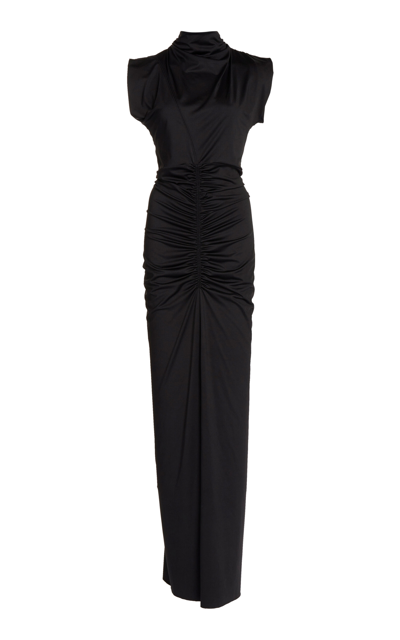 Victoria Beckham Ruched Jersey Gown In Nero