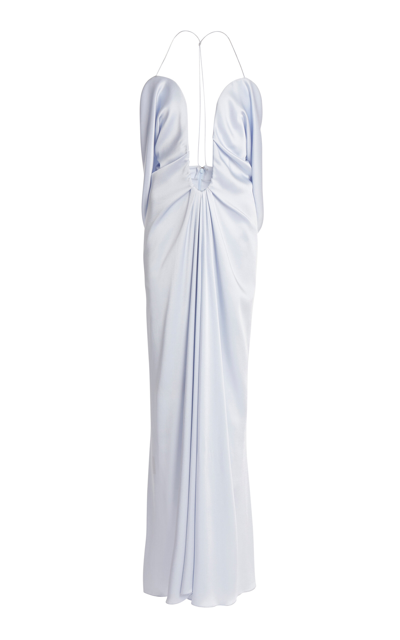 Victoria Beckham Gathered Cami Maxi Dress In Light Blue