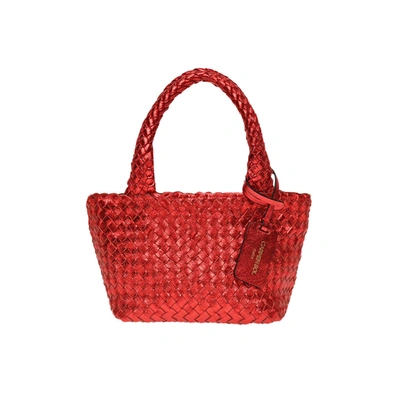 Carmen Sol Elba Metallic Small Tote In Red