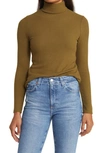 Faherty Legend&trade; Ribbed Turtleneck T-shirt In Military Olive