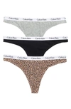 Calvin Klein Logo Assorted Thongs In Kny Black/ Grey