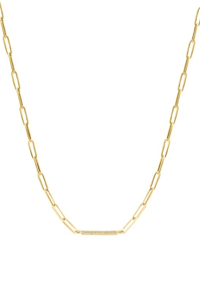 Effy 14k Gold Plated Sterling Silver Pavé Diamond Bar Pendant Necklace