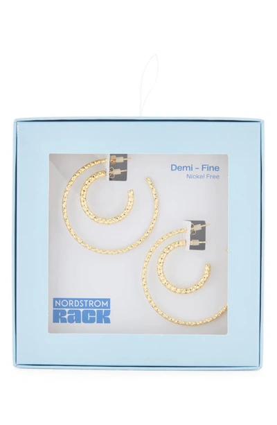 Nordstrom Rack Demi Fine Set Of 2 Textured Hoop Earrings In Gold