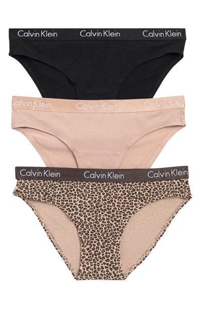 Calvin Klein Motive Cotton Bikini Panties In G5i Black/ Cedar