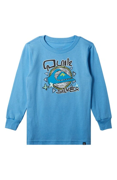 Quiksilver Kids' Toddler & Little Boys Long-sleeve Cotton Logo Graphic T-shirt In Azure Blue