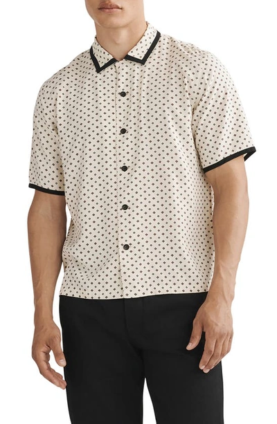 Rag & Bone Foulard Print Short Sleeve Button-up Shirt In Nvyyellow