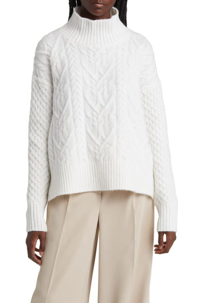 Nordstrom Mock Neck Cable Knit Sweater In Ivory Cloud