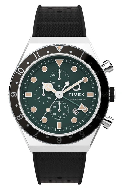 Timex Q ® Chronograph Silicone Strap Watch, 40mm In Black