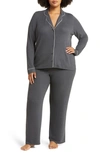 Nordstrom Brushed Hacci Pajamas In Black Rock Marl