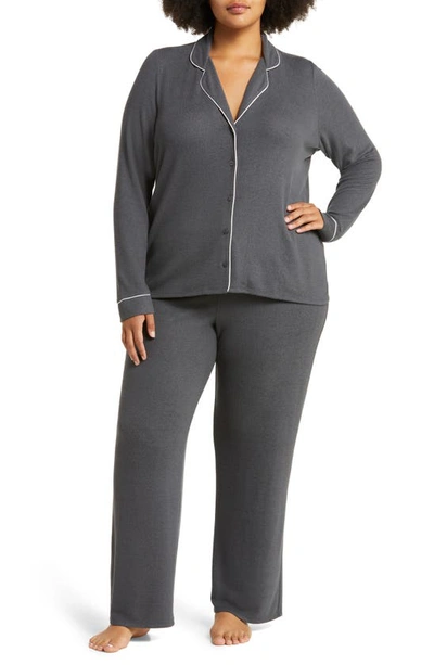 Nordstrom Brushed Hacci Pajamas In Black Rock Marl