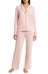 Nordstrom Brushed Hacci Pajamas In Pink English Candy Stripe