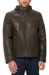 Levi's Faux Leather Hooded Moto Racer Jacket In Deep Brown