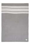 Vince Stripe Cashmere Throw Blanket In Heather Grey
