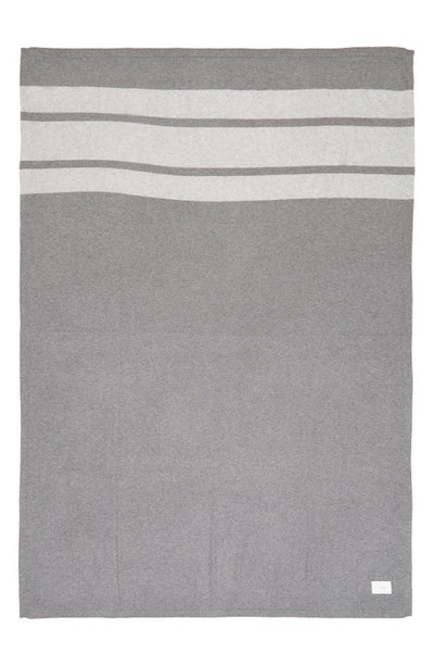 Vince Stripe Cashmere Throw Blanket In Heather Grey