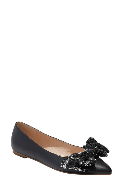 Jack Rogers Debra Pointed Toe Flat In Black Sparkle