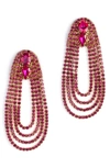 Deepa Gurnani Eliana Crystal Drop Earrings In Pink