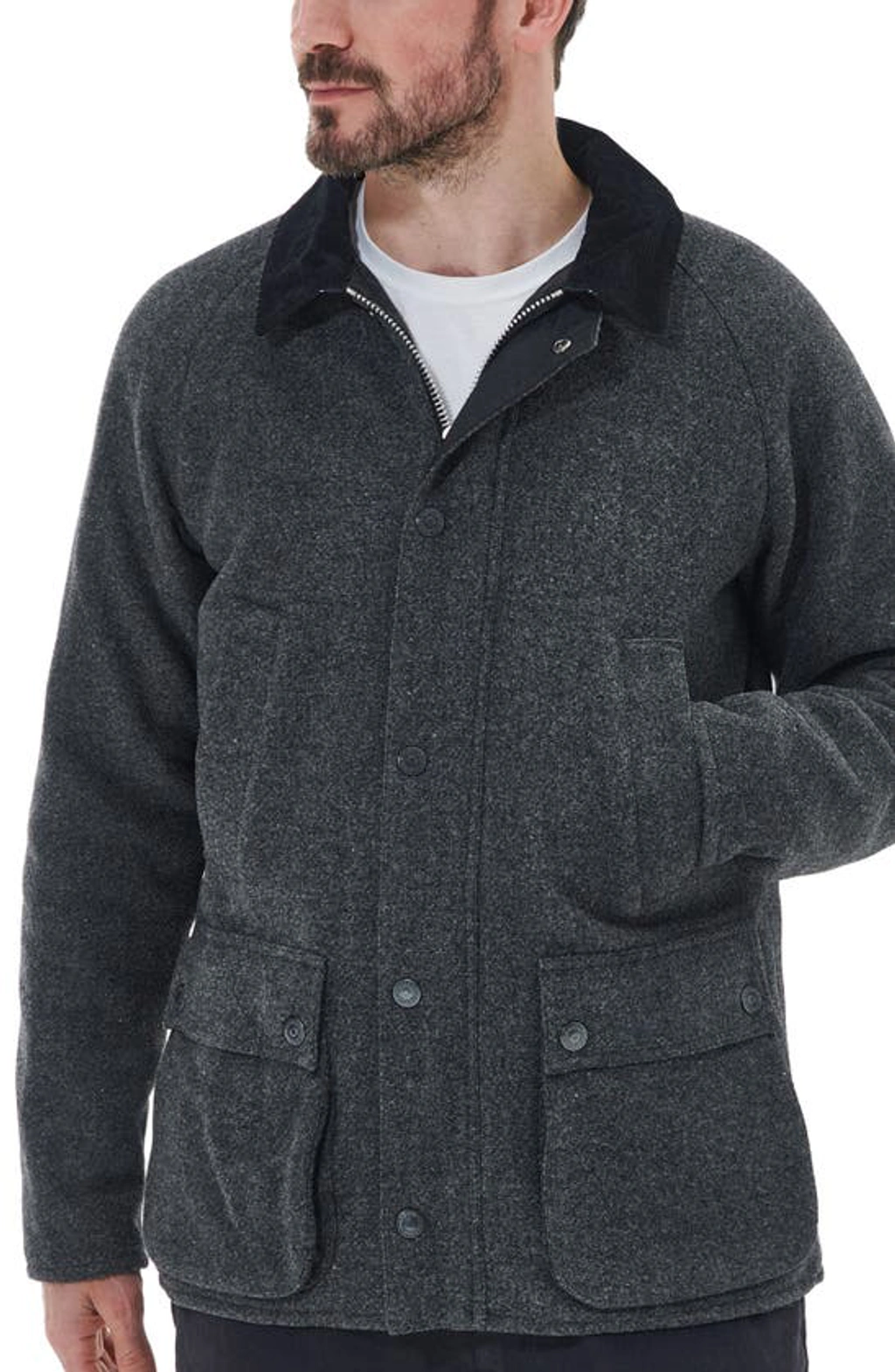 Barbour Bedale Wool Jacket In Charcoal | ModeSens