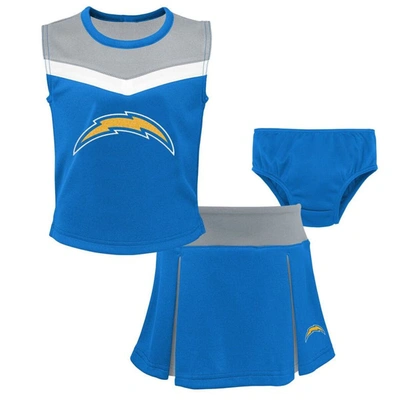 Outerstuff Kids' Girls Preschool Powder Blue Los Angeles Chargers Spirit Cheerleader Two-piece Set With Bloomers