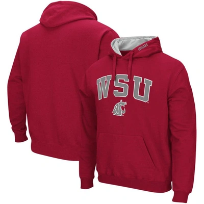 Colosseum Crimson Washington State Cougars Arch & Logo 3.0 Pullover Hoodie