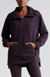 Zella Cozy Ottoman Rib Half Zip Pullover In Purple Nebula