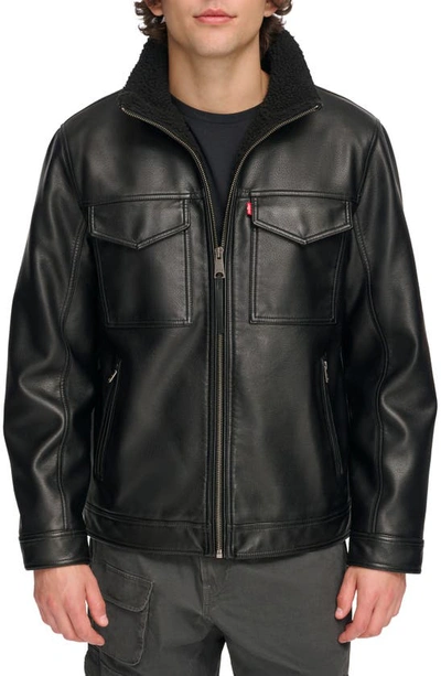 Levi's Faux Shearling Lined Rancher Jacket In Black