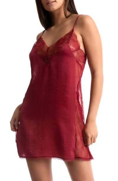 In Bloom By Jonquil Wait Until Dark Lace Trim Satin Chemise In Cinnamon