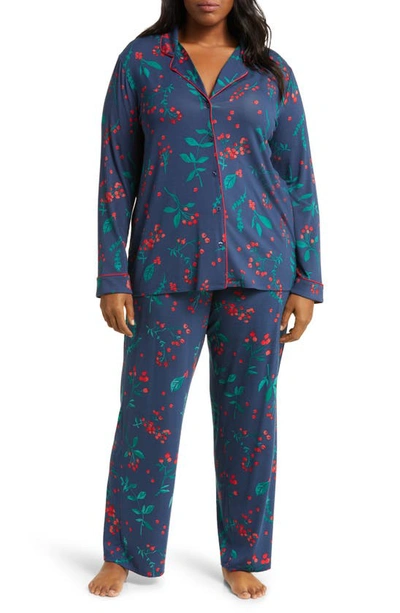 Nordstrom Moonlight Eco Knit Pajamas In Navy Winterberries