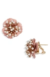 Carolina Herrera Small Flower Stud Earrings In Ballet Pink/ Pea