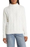 Caslon Cable Knit Funnel Neck Sweater In Ivory Cloud