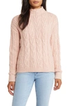 Caslon Cable Knit Funnel Neck Sweater In Pink Smoke