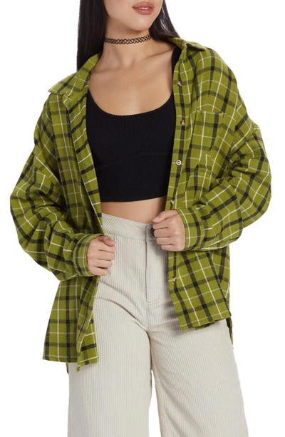 Roxy X Chloe Kim Check Cotton Flannel Shirt In Iguana Platz Plaid