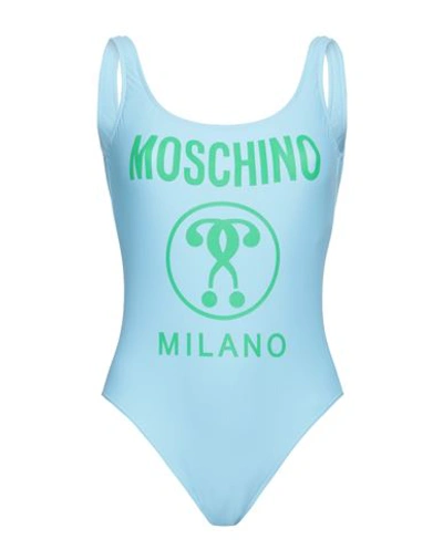 Moschino Woman One-piece Swimsuit Sky Blue Size 6 Polyamide, Elastane