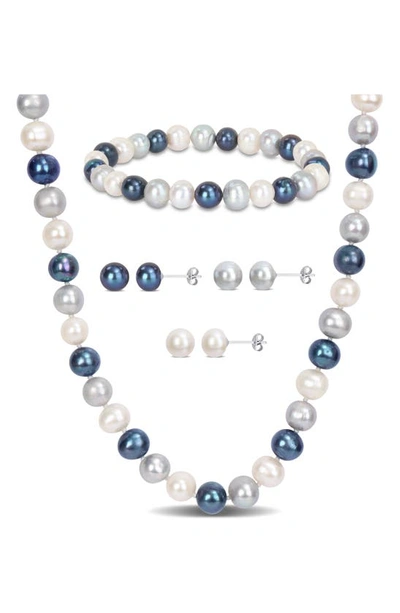 Delmar 8-8.5mm Multi-color Cultured Freshwater Pearl Necklace In Silver/ Pearl
