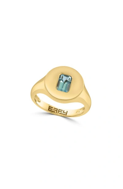 Effy 14k Yellow Gold Aquamarine Signet Ring In Yellow Gold/ Blue